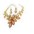 Parure bijou dorés zircon marron / ocre