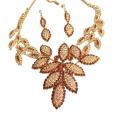 Parure bijou dorés zircon marron / ocre