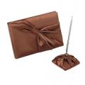 Livre dor mariage chocolat - Porte stylo argenté et stylo, 