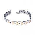 Bijou mixte bracelet acier inoxydable argent et or