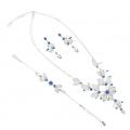 Parure Bijoux Ton Argent Cristal Bleu Royal (3 pièces)