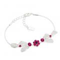 Parure bijoux rhodié argent cristal rouge 3 pièces