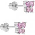 Boucles d'oreille Papillon bijoux à vis argent 925 - zirconium rose