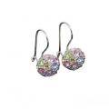 Boucles d'oreilles rhodié ton or cristal multicolore