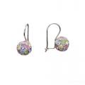 Boucles d'oreilles rhodié ton or cristal multicolore