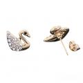 Boucles clous d'oreille cygne - Ton or cristal clair