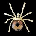 Broche Scarabé bijou rhodié ton or cristal ocre