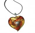 Pendentif Coeur multicolore verre soufflé. 