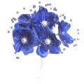 Branches de 6 fleurs en tissu bleu marine x 6 pièces