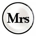 Assiettes carton Mr & Mrs blanc noir (Madame) x 10 pièces