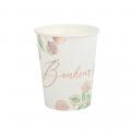 8 gobelets en carton Bonheur Botanique rose gold (250 ml)