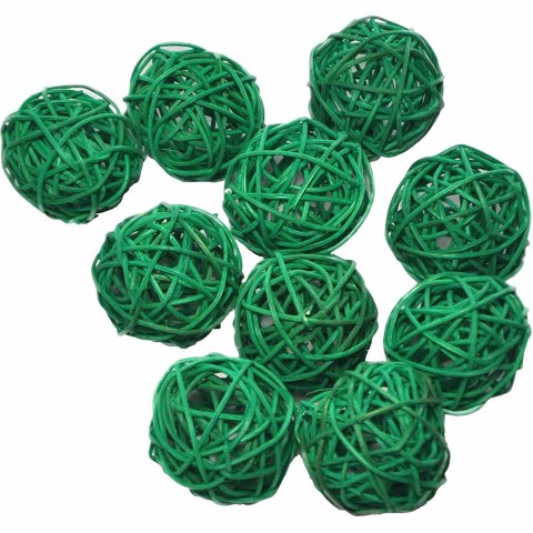 Boules en rotin vert sapin ø 3 - 4 - 5 cm x 9 pièces