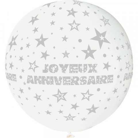 1 Ballon géant blanc - Joyeux Anniversaire - Ø80cm