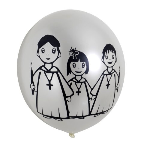Ballons communion  ø 28 cm - Métal blanc x 10 pièces 