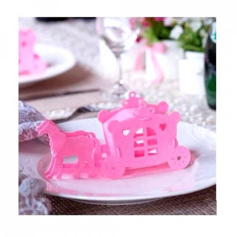 Contenants à dragées Princesse x 10 pièces - Chevaux et carrosse rose
