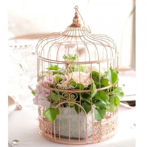 Tirelire cage métallisée rose gold 