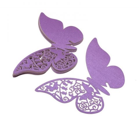 Marque-place - Papillon dentelle pourpre x 10 pièces