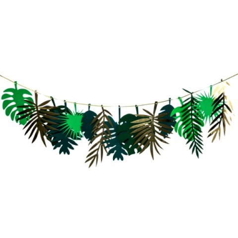 Guirlande feuille tropicale vert et or 2 mètres 