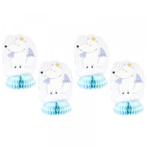 Centres de Table - Baby Shower - Renard Bleu Ciel x 4 pièces