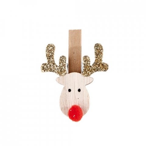 6 pinces à clip du renne Rudolph pour déco de Noël
