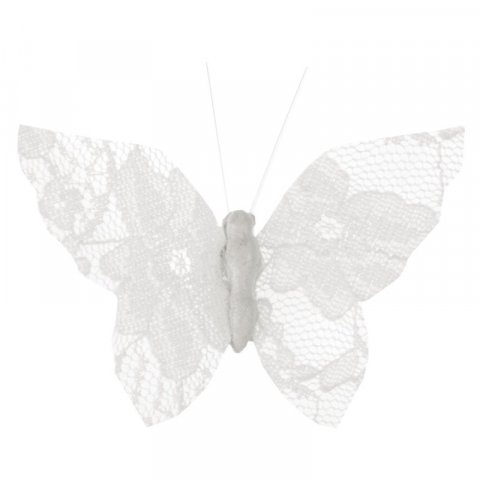 Papillons dentelle blanc sur pince x 4 pièces