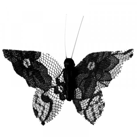 Papillons sur pince dentelle noire x 4 pièces