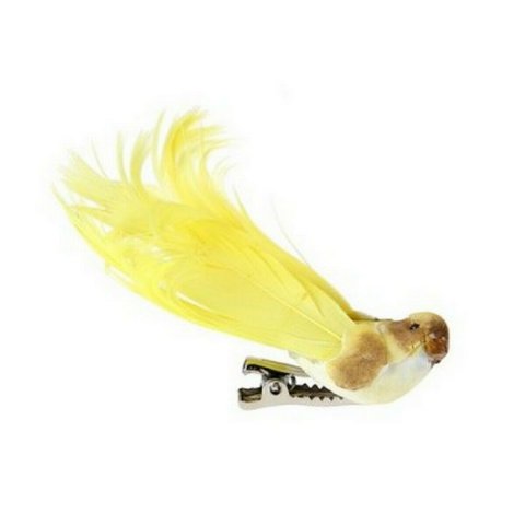 Petit oiseau jaune sur pince 6.5 x 1.8cm x 4 pièces