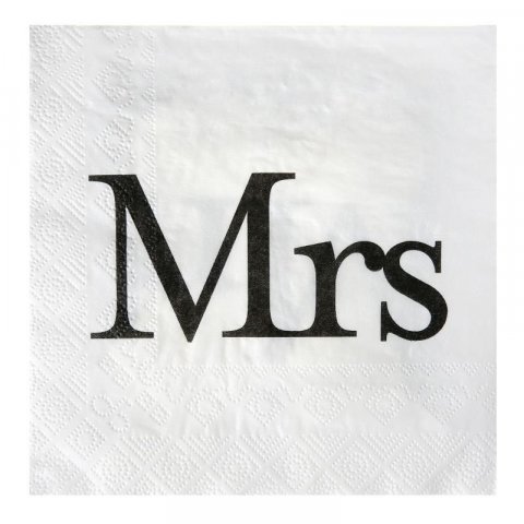Serviettes de table jetable Mr & Mrs Robe Mrs x 20 pièces