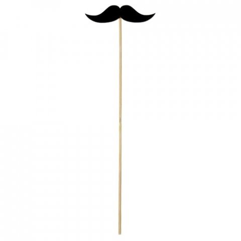 Moustache sur tige en bois noire x 2 pièces