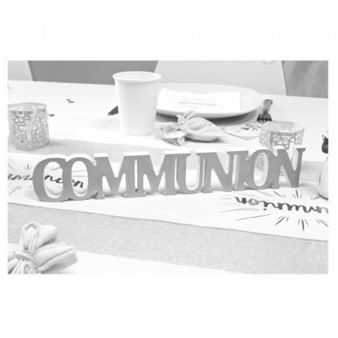 Centre de table lettre métallisé argent - Communion