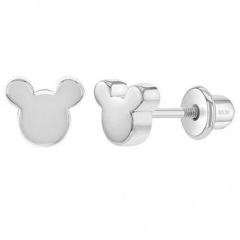 Boucles doreille à vis en argent 925 effigie Minnie Mouse