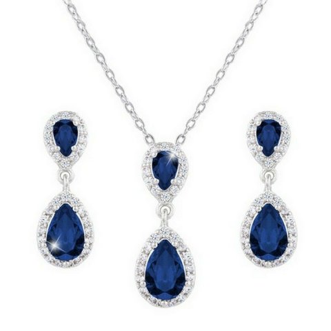 Parure bijoux de mariage cristal Swarovski bleu