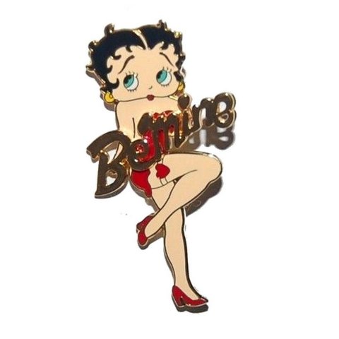 Broche Betty Boop plaqué Or émail rouge