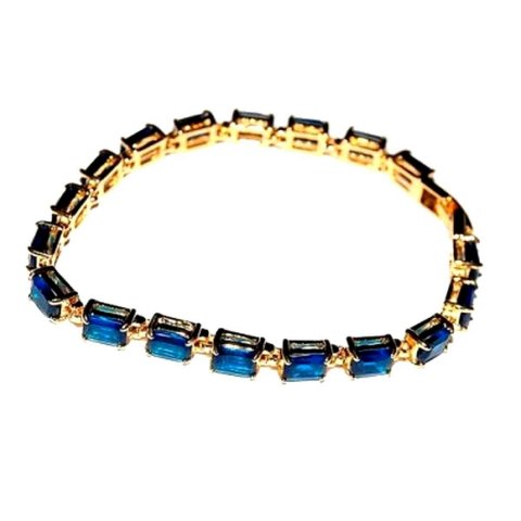 Bracelet doré cristal zircon bleu marine