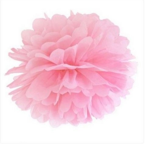 Pompon en papier de soie rose 15 cm