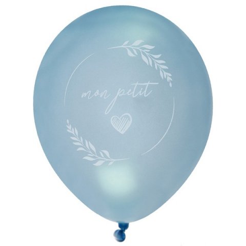 Ballons Baptême bleus nacrés de 23 cm