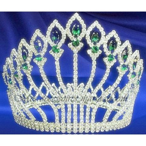 Diadème mariage couronne de Miss cristal vert émeraude