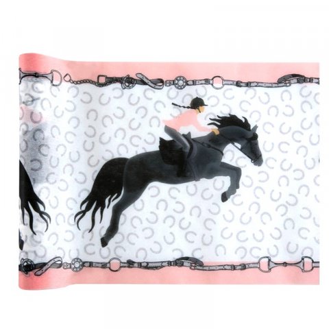 Chemin de table cheval équitation rose et noir