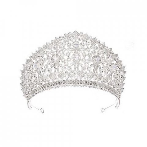 Diadème de mariage couronne de Miss - Structure argent cristal clair