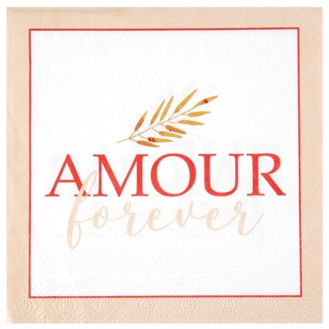 20 Serviettes de table mariage "Amour Forever"