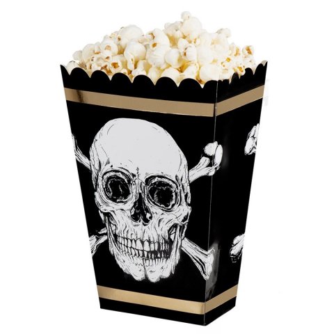4 Boîtes à Popcorn - Pirate Noir et Or