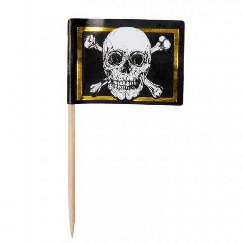 24 Pics en bois mini drapeau Pirate Jolly Roger 7 cm