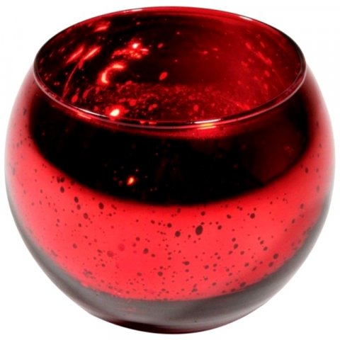 Bougeoirs Boule en verre effet métal rouge x 6 pièces 