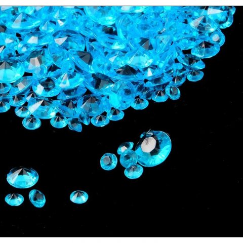 Confettis diamant de table turquoise 4,5 mm, 8 mm et 10 mm x 2100 pièces 