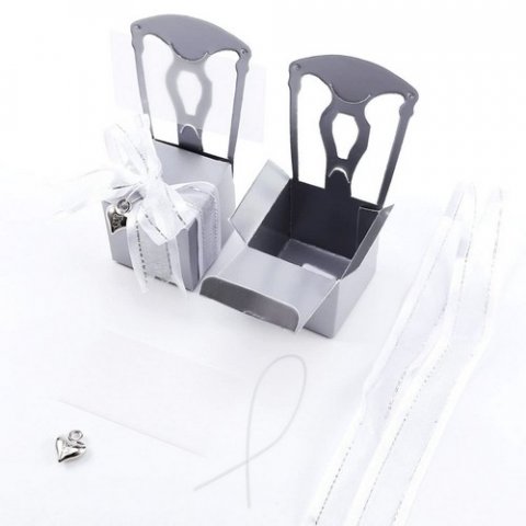 Contenant à dragées chaise argent x 10 pièces