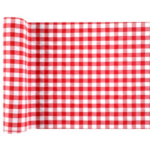 Chemin de table intissé vichy rouge et blanc 3 m x 26 cm