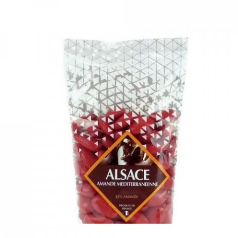 250 Gr Dragées Alsace Rouge - 45% Amande Méditerranéenne 
