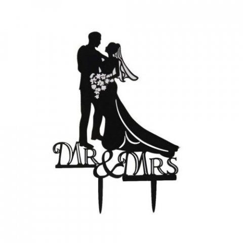 Figurine mariage silhouette Mr & Mrs 