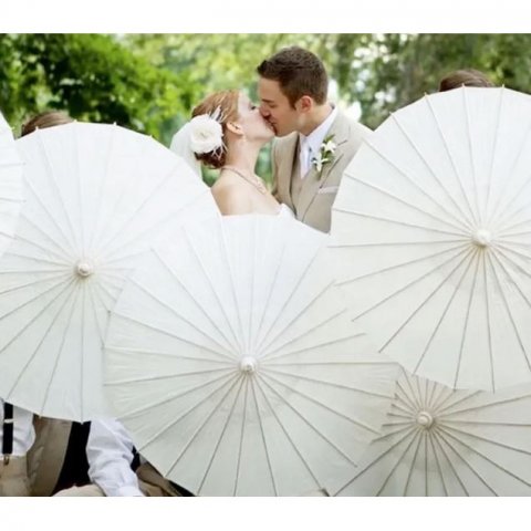 Ombrelle blanche en papier pour mariage - 