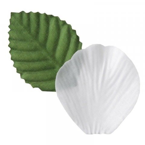 Pétales de rose blanches avec feuilles  x 100
